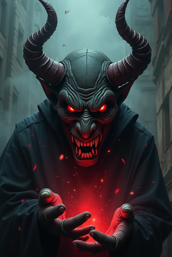 "Generate a powerful fear-themed social media is devil image (16:9) for YouTube thumbnail, highlighting a fearsome like social media is  devil and impact youth as the embodiment of danger and destruction to youth. Focus on dramatic details to portray the devil as a formidable destroyer youth that evokes deep anxiety and it impact on youth."