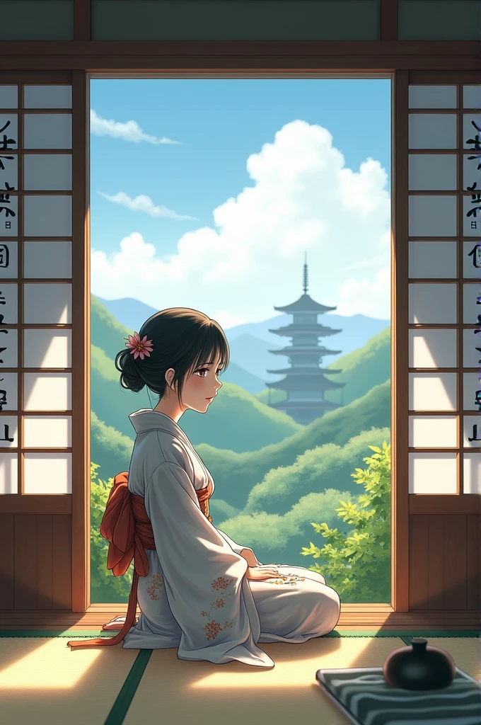 Japanese-style room、Window、Girl