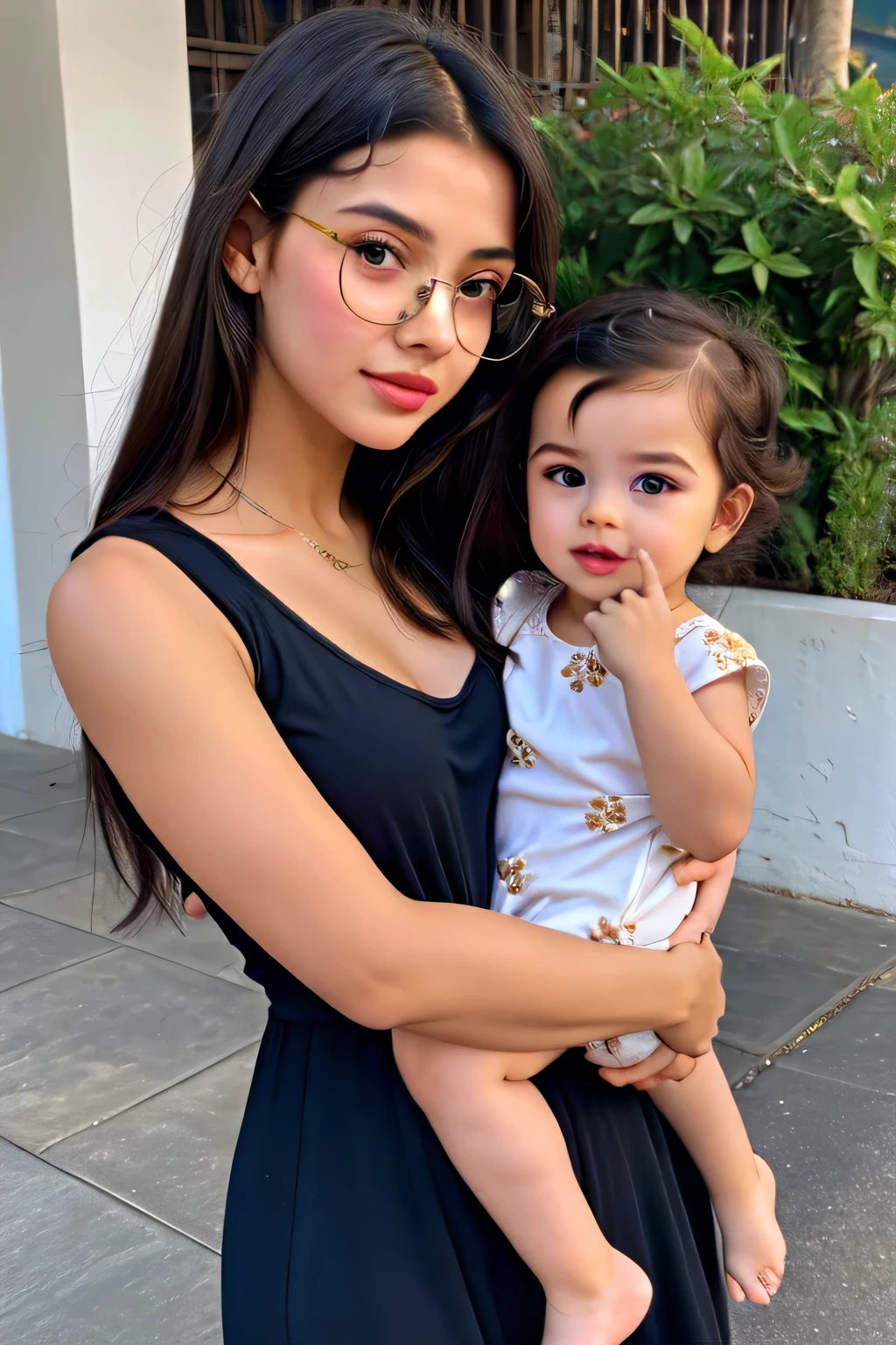 s cute beautiful hot play girl with stylish cooling glases with 2 yearsute little baby with stylish colour full modern stunning dress with straight full size cute hot pic