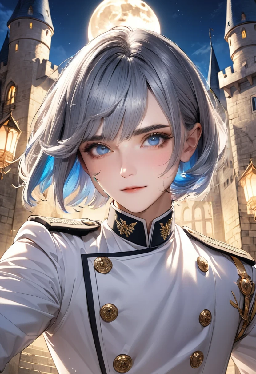 Silver Hair Silver Eyebrows Light blue eyes