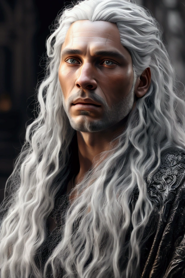 a majestic portrait of King Aegon Targaryen, highly detailed face with piercing eyes, noble expression, long flowing silver white hair, wearing an ornate crown, dramatic lighting, medieval castle backdrop, oil painting, cinematic, muted color palette, atmospheric, hyper-detailed, masterpiece, (best quality,4k,8k,highres,masterpiece:1.2),ultra-detailed,(realistic,photorealistic,photo-realistic:1.37)