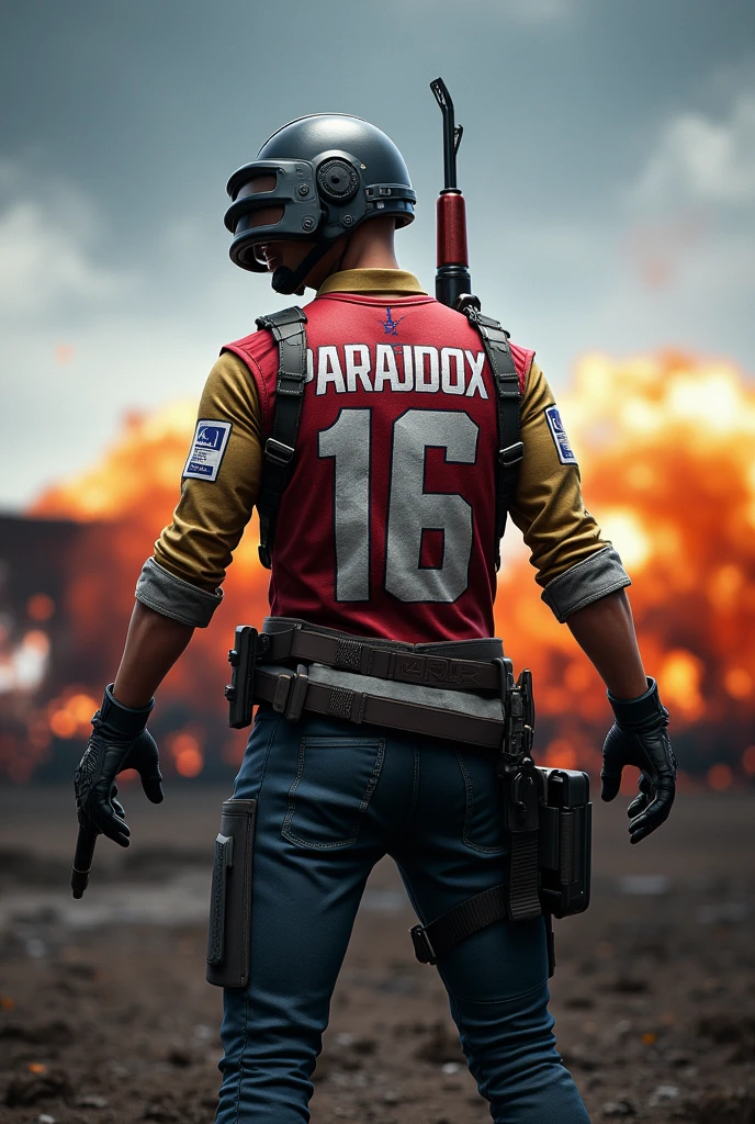 An pubg eSports player which jersey number is 16 and the back name on jersey is PARADOX