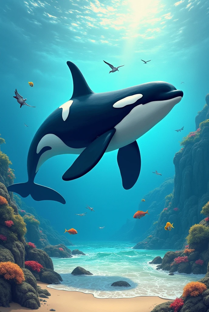 Ocean、Beach、Killer whale、fish