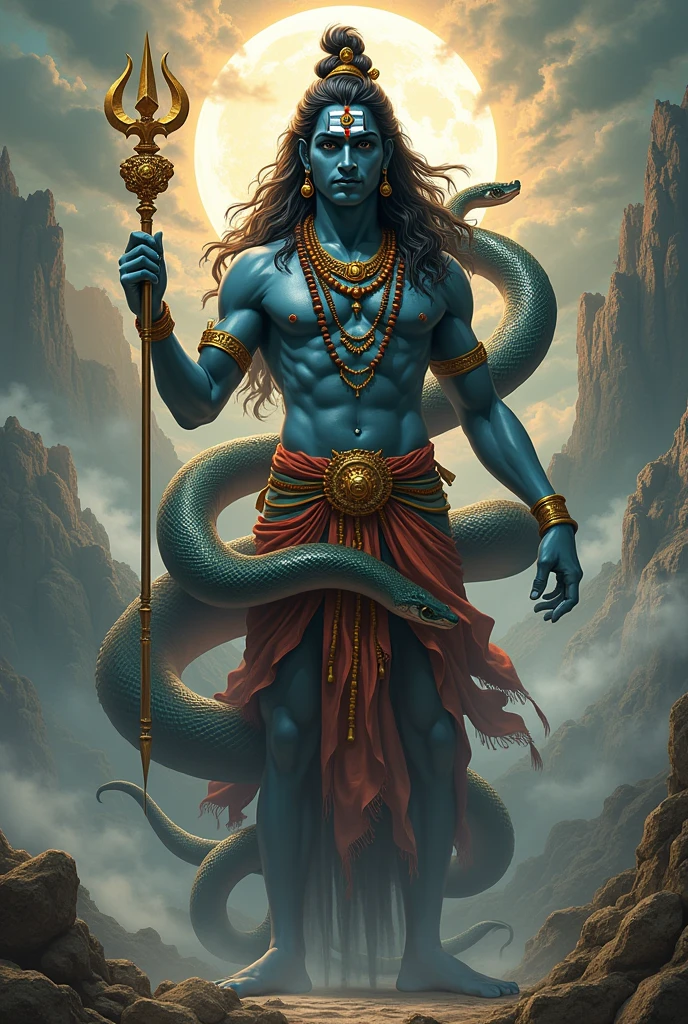 Lord siva with  anaconda 