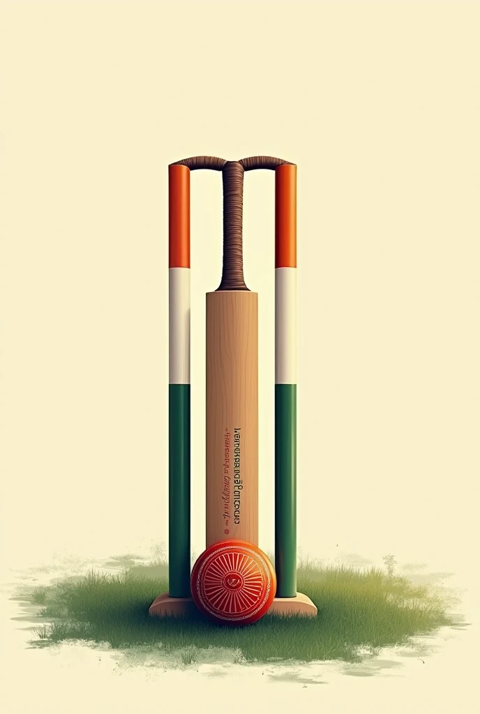 I need a Republic poster in sports theme like The cricket stumps in Indian flag colour, the ball as Ashoka chakra and on the bat the text can be written as happy independence day.