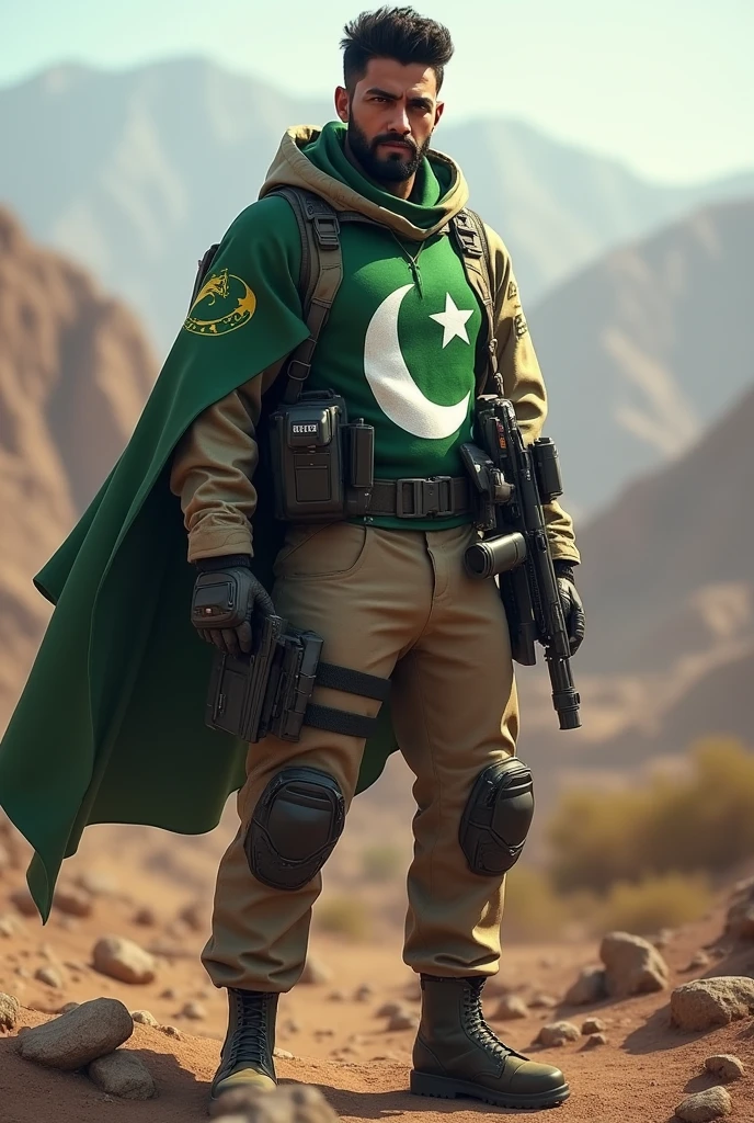 Free fire character with Pakistan flag 
