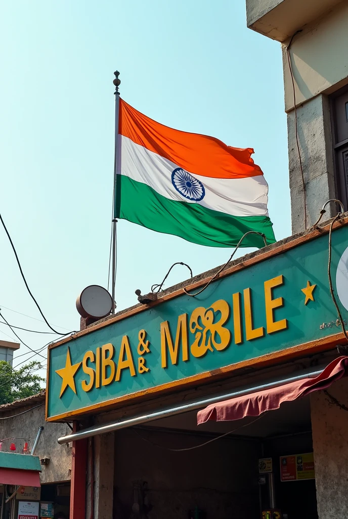 Indian flag with shop name "Star Mobile & Electronics" 
for WhatsApp profile 