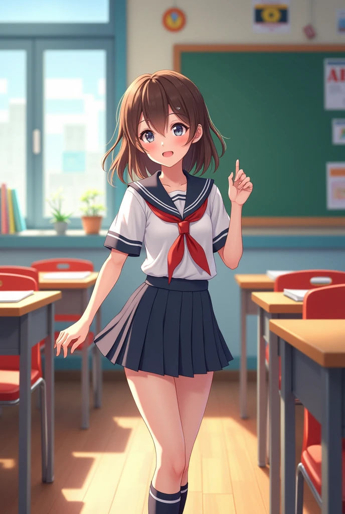 (photorealism:1.2), elementary school girl, short skirt, white panties, bending over, school background