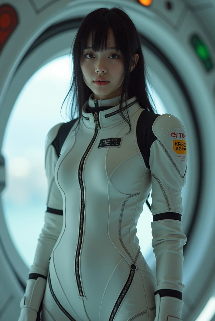 Cute Japanese AV actress in a sci-fi spaceship、In a space suit that fits perfectly to the body、Beautiful body lines