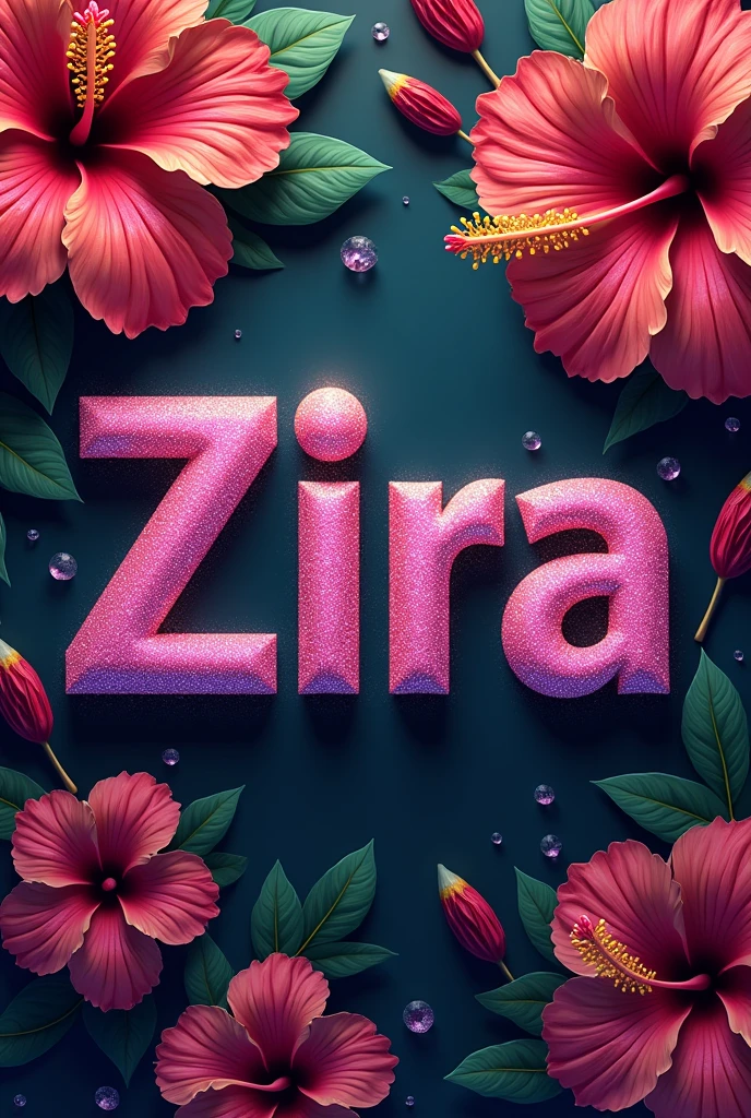 Word Zira 
Background hibiscus in diamond 
Glitter colour 
