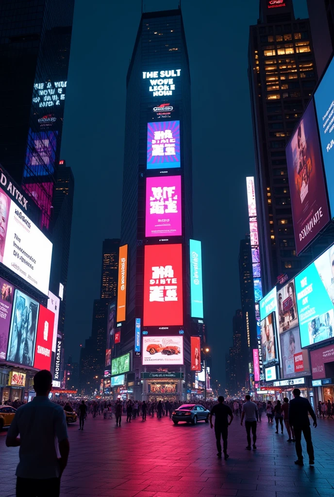 A massive futuristic advertisement sign board in NYC time square in a beautiful square design and neon lighting facing on camara, that clearly says " Independence Day Wishes - PREMIER HONDA KOTTAYAM". cinematic style, hyper realistic image. showing the hustle and bustle of the city. night vision. wide angle, on road side.