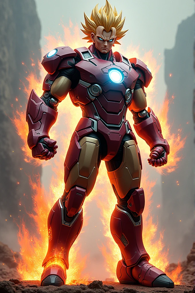 An ironman armor with goku's body