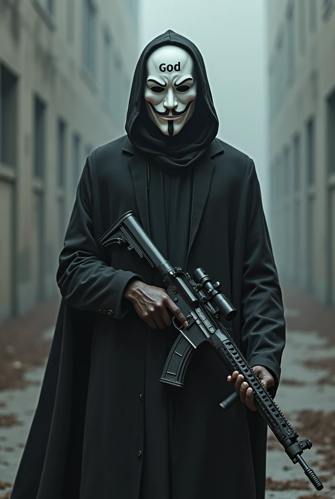 Soldier wearing an Anonymous mask