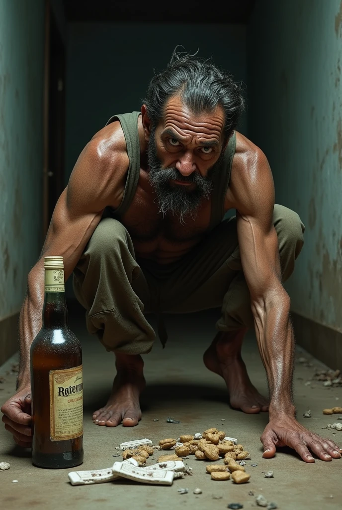 Indian man covered in stinky brown shit