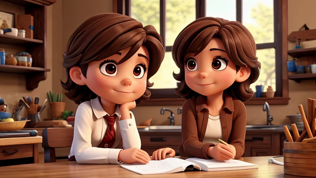 1 chico, (detailed) (Brown hair) in researcher's clothes, (fan of paleontologists) in the garden of a house, a tree behind him, flores, dia soleado ilustrativo de Disney, prehistoric times, (Best Quality, 4k, 8k,High resolution,masterpiece:1.2)Retailer, Disney, body, method, hands, body completo, Close-up view