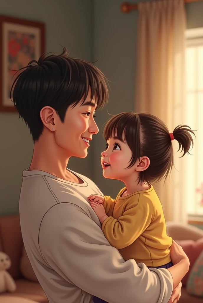 Bangchan with a daughter