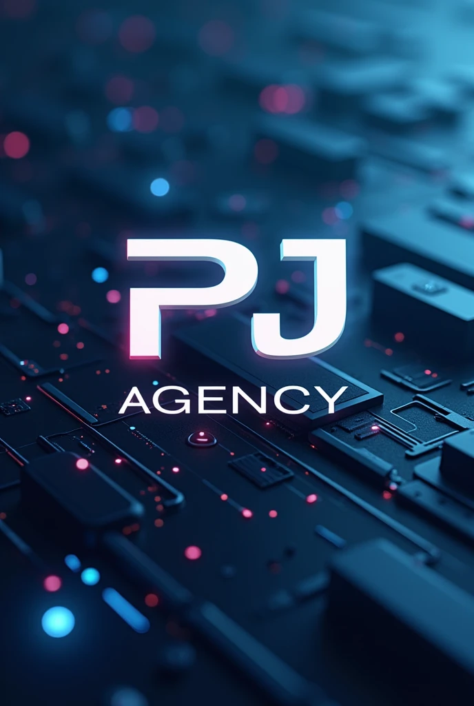 Create a logo with the acronym “PJ agency” with a digital and 3D background 