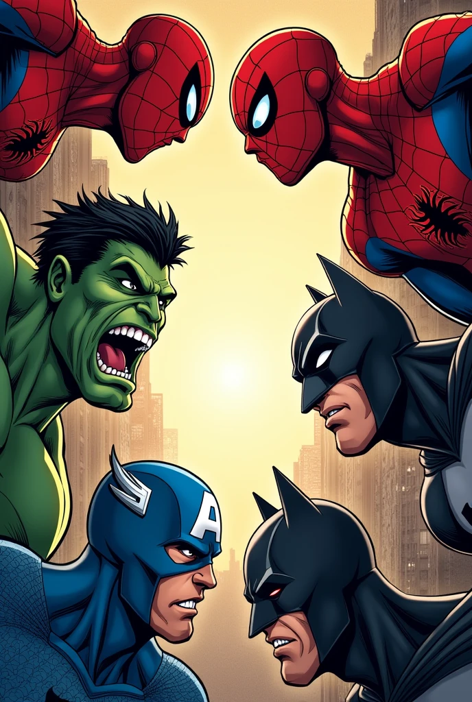 a border incorporating spiderman, the hulk, captain america and batman