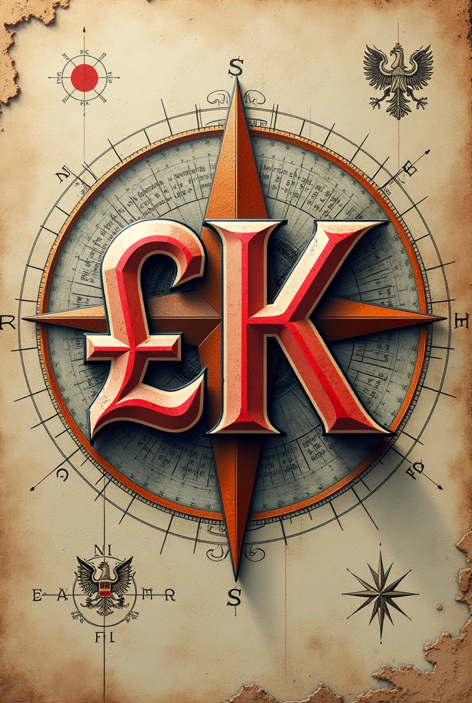 Logo with initials £K in geographic style with Polish patriotic accents