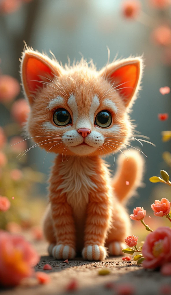Cute knitted cat character, (very detailed, absolute resolution, best quality:1.3), 2.5D, delicate and dynamic, Graphic CG Digital Fantasy Art