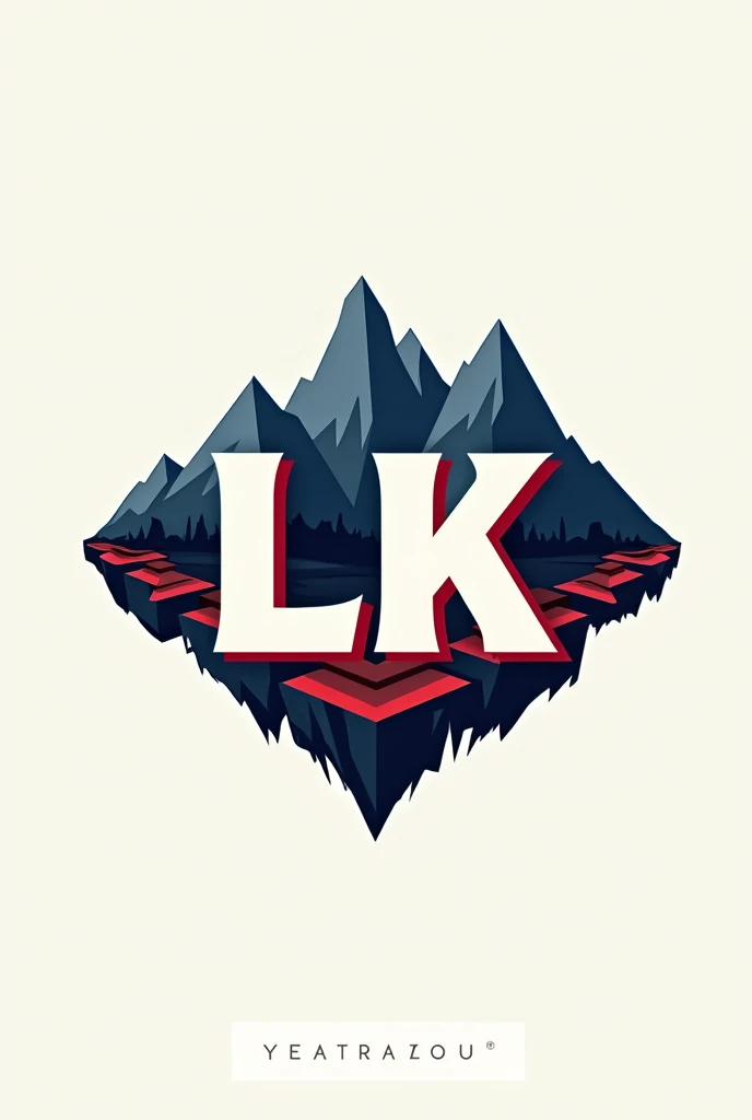 Logo with initials £K in geographic style with patriotic accents