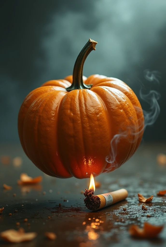 A pumpkin hits a cigarette