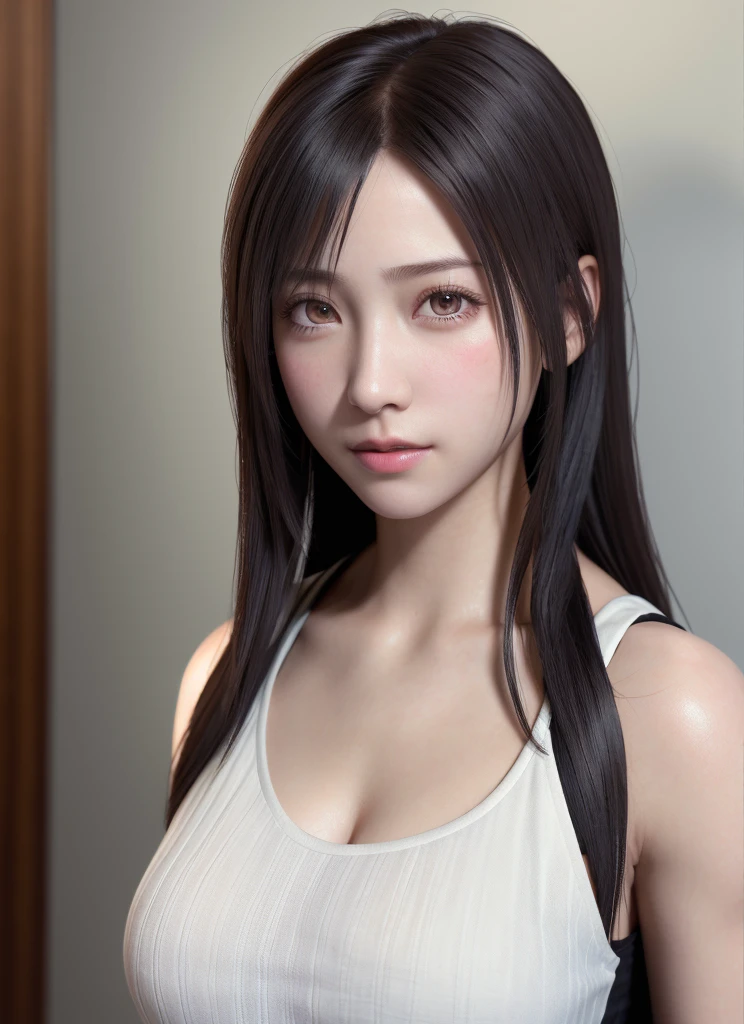 high quality picture, masutepiece, detailed hair texture, Detailed skin texture, Detailed Cloth Texture, 8K, Add fabric details, ultra detailed skin texture, ultra detailed photographic, Skin pores, Portrait of a girl, wearing tank top,