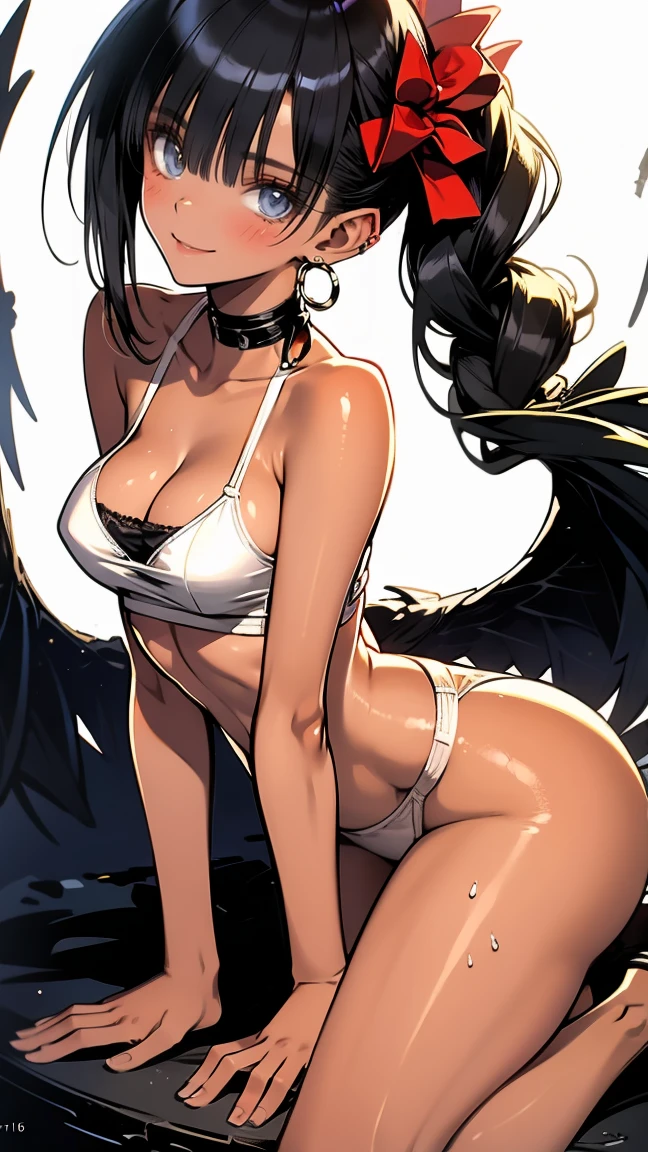 anime illustration, ((((highest quality)))), (((Ultra-precision CG 16K))), (((masterpiece))), (((Very detailed))), (((Extremely detailed))), (((Black outline:1.3, Written boundary depth:1.3 , Written soft outline, sharpness))), Maximum clarity and sharpness, Multilayer Texture, Surface Shading, Cinematic lighting, Beautiful details sparkle ,Perfect Proportions, Limited to one woman, BREAK accurate, Anatomically correct, Highly detailed face and skin texture, drawn in detail, Highly detailed facial and skin texture, Detailed eyes, beautiful hair, Beautiful Japanese Idol face, Beautiful and beautiful eyes, Beautiful body, Beautiful breasts, Beautiful thighs, Beautiful legs, Beautiful fingers, (Beautiful views) , skinny body, ((Beautiful Skin)), ((Skin Texture)) BREAK breast enlarged, medium Breasts, rocket breasts, (((perky breasts))), ((sagging breasts)), slender waist, ( narrow eyes, smiling, blush, determined expression, sweaty , Heavy breathing,) , (streaked hair, hair intakes, colored inner hair, ) BREAK (((wearing printed sexy oversized professional clothing , wearing wide-leg-pants, breasts is covered by outfit))) , wearing earrings, (((tanned skin, tan lines))) , BREAK ( stick breast out, bending over, under the blue sky ),(((looking at viewer, super detailed background , ))), BREAK (((portrait , close-up of face, bust-up shot, looking at viewer, )), (natural make), random angle , random situation , pinup magazine pose,