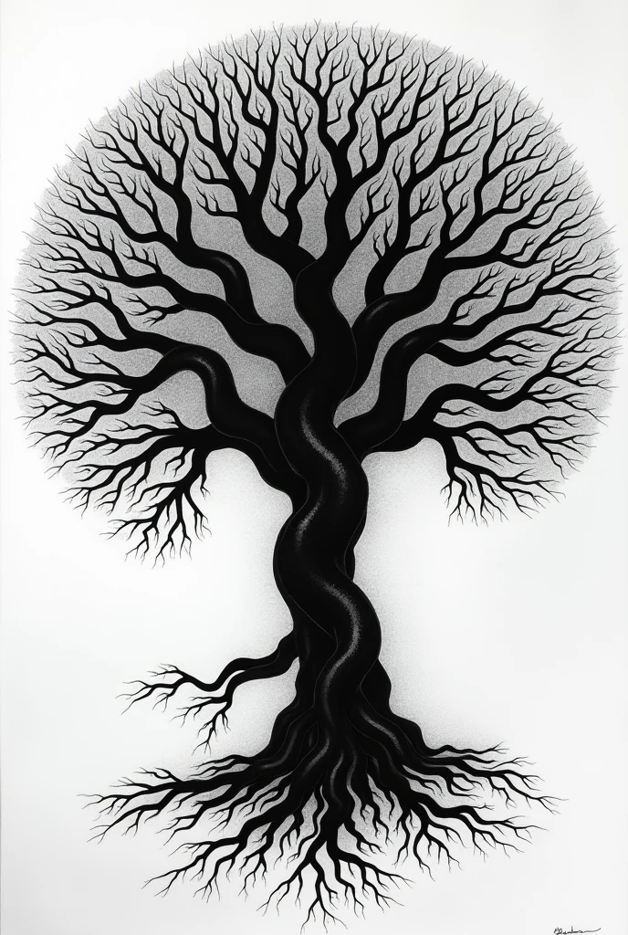 Big Genealogical tree black and White art