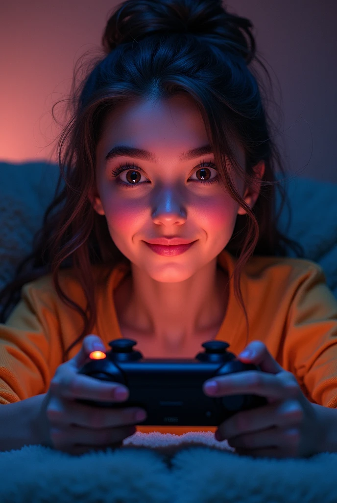 Gambar cewe selfie lagi main game