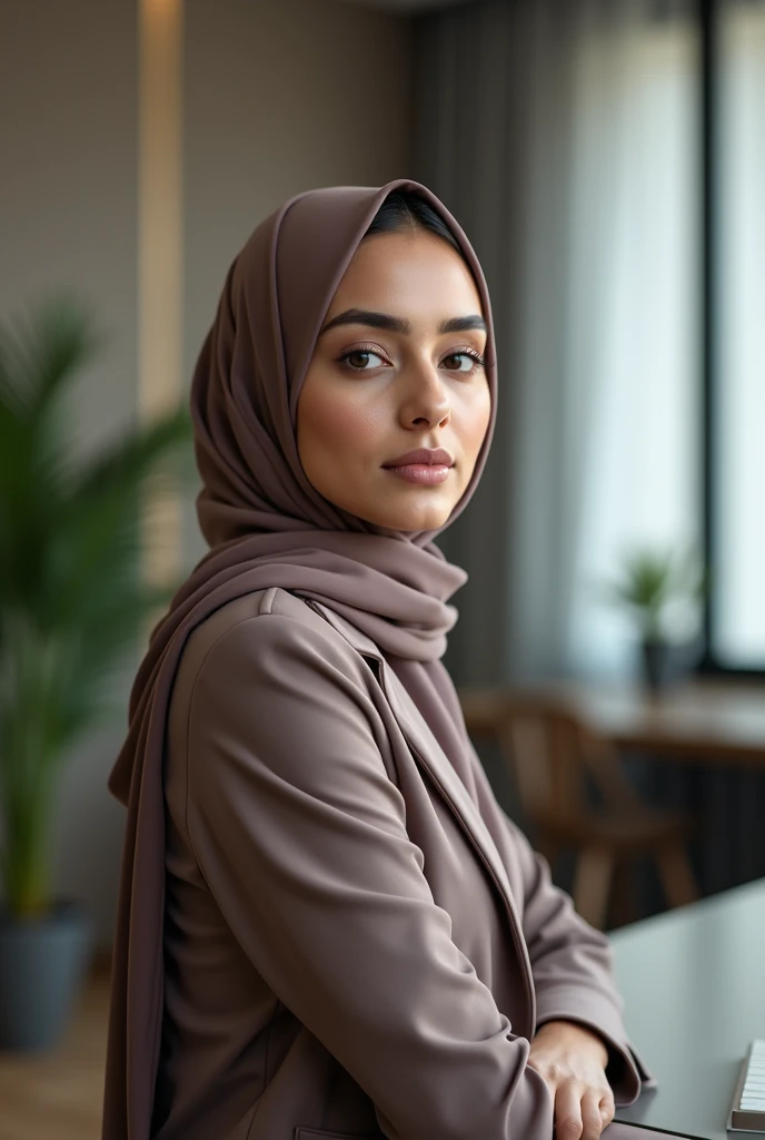 beautiful fair skin nude hijabi Pakistani girl 26 years old with a perfect body, perfect pussy and perfect nipples in a office as a secretary