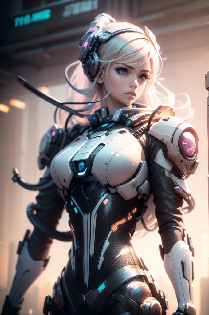 1机械女孩,((hyper realistic detailed)),sportrait,globalillumination,shadowing,8k,Super sharp,metals,复杂,Decorations detailed,cool colours,highly intricate detail,realistic raytraicing,glowing light eyes,facing at the camera,neon light detail,Mechanical limbs,blood vessels attached to the tube,A mechanical vertebrae attached to the back,Mechanical cervical connection of the neck,wires and cables connecting to head,cyber punk style,huge tit,R18