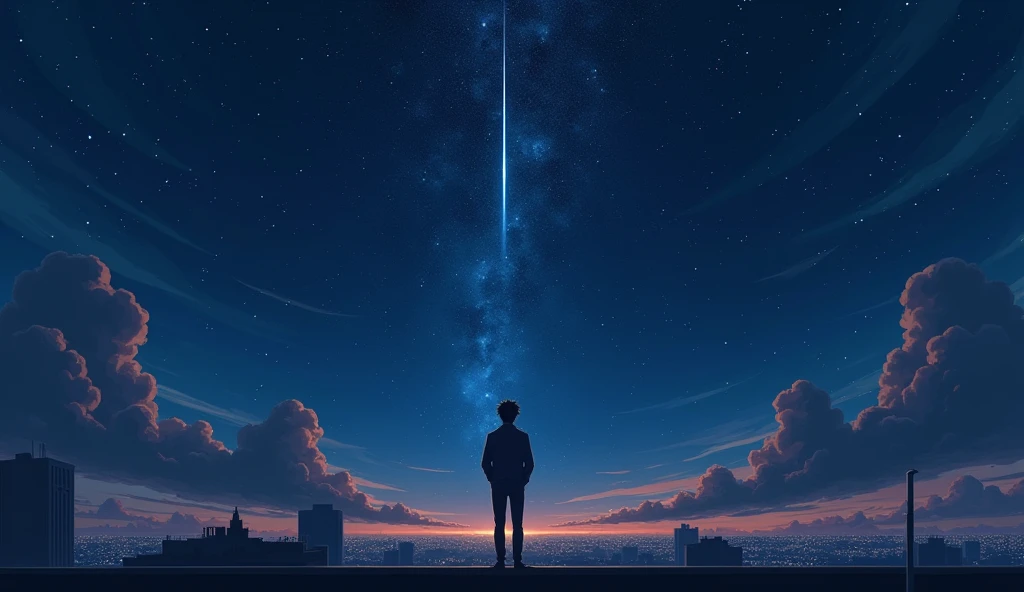 Animated image of a man standing on a roof and looking at the starry night sky, 4k anime wallpaper, anime wallpaper 4k, 4k anime wallpaper, Anime Art Wallpapers 8K, anime art wallpaper 4k, anime art wallpaper 4k, 4K Anime Style, Makoto Shinkai Cyril Roland, 4K Manga Wallpapers, Anime Wallpaper, Amazing Paper Wallpaper, shooting star