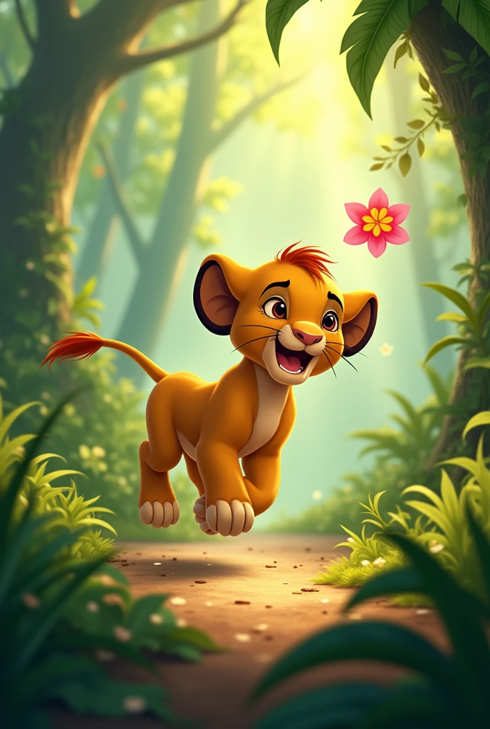  cute simba in jungle playing phool uchhalta or koodta