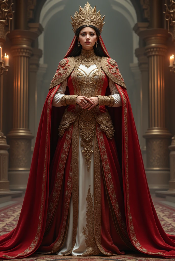 A Sultana of Ottoman empire standing with royal clothes