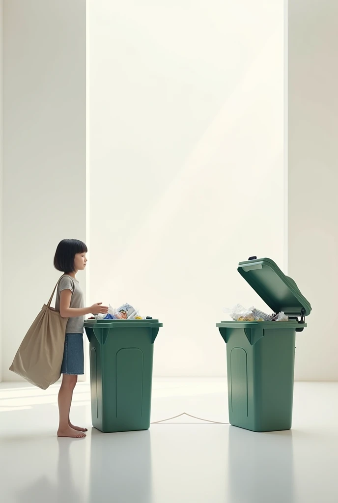 Comparison of throw rubbish into the dustbin (far) and put rubbish into the dustbin (closer)