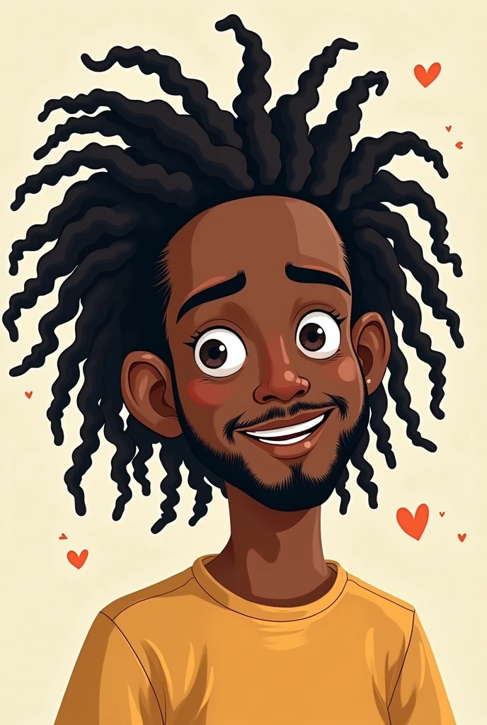 Cute illustration of a black man with dreadlocks