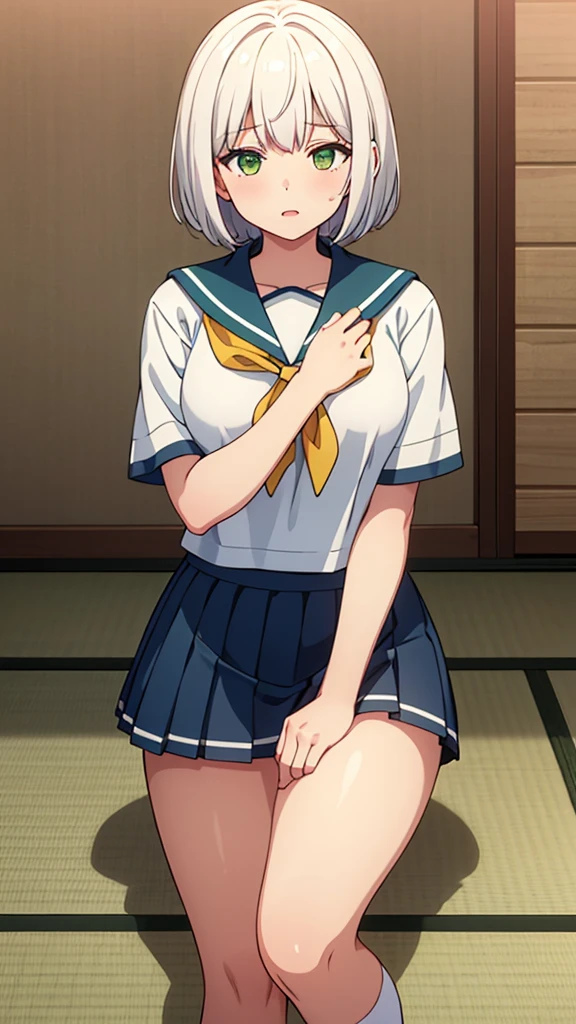 nsfw,uncensored,masterpiece, super fine illustration, best quality, light particles, ultra detailed, perfect anatomy, Japanese anime style, 8k, (woman), (midium breasts), ((silver extra short hair)), shiny hair, shiny skin, oily skin, beautiful face, (Japanese high school uniform:1.2), (nipples), (orgasm face, beautiful dark blue eyes, shiny eyes, half-closed eyes), blush cheeks, arched back, get down all fours, boob on stage, (naked man:1.3), (man behind woman), (Intense sex:1.6), (doggy style sex:1.4), vaginal penis, hetero, (man hold woman's waist:1.4), (cum out),(Intense sex:1.6), (classroom,perfect lighting),((multiple boys:1.9, peeing on a girl,multiple penises:1.9, gangbang)),(happy:1.5,love:1.3),(dynamic pose),(spoken heart:1.5),(peace sign:1.5),(ahegao:1.2),(bloom:1.3),(look at camera:1.2),(bitch:1.3),(Commemorative photo:1.5),