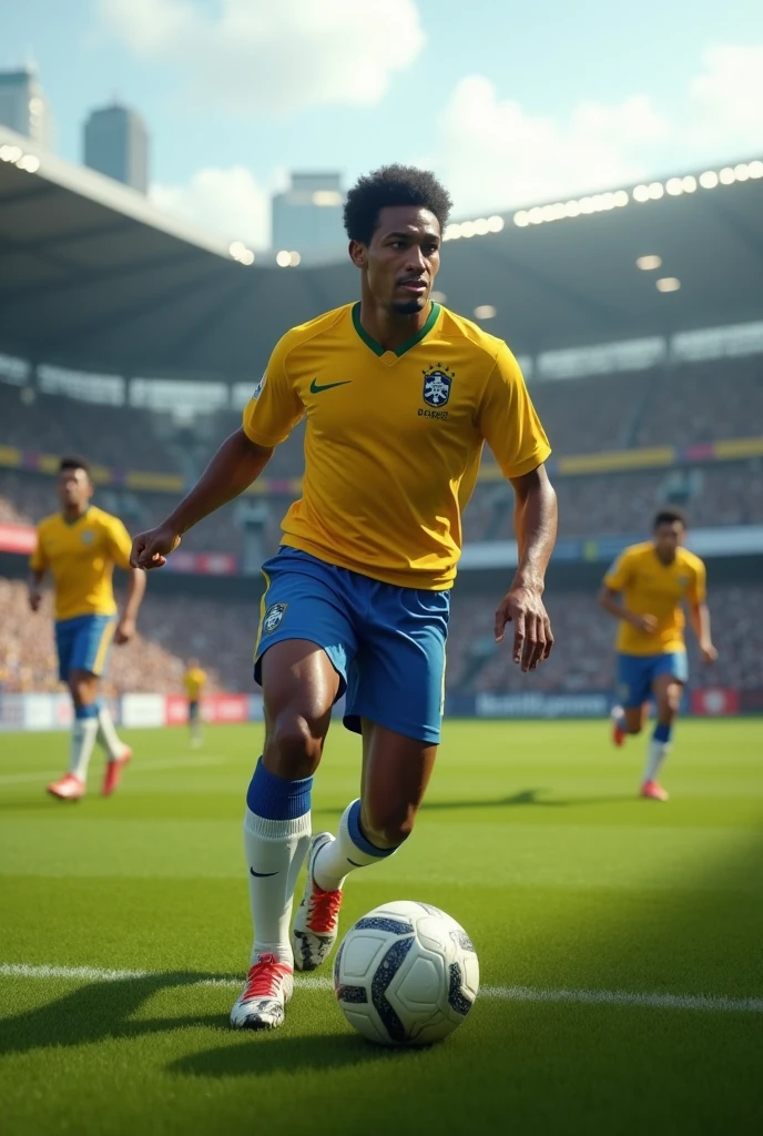 Generate an image of the footballer Pele if he played today