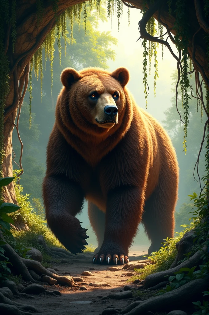 A bear living in cave at lower of jungle