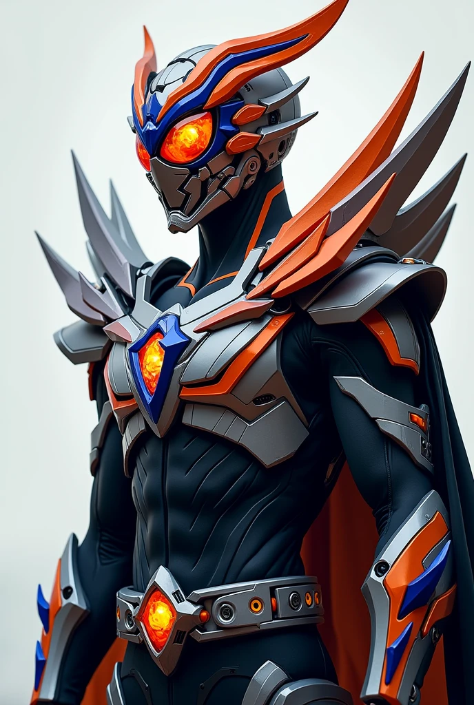 Kamen Rider

Overall Design
Asymmetrical Design
Kamen Nizer Hamel features an asymmetrical design with distinct differences on each side. One shoulder has a sharp, mechanical armor with protruding spikes, while the other side is smooth and streamlined. This asymmetry symbolizes the character's complex nature and powerful abilities.

Color Scheme
The primary colors are gray, black, and white, with irregular accents of orange and indigo lines or patterns. This color scheme enhances the character's sharpness and energy.

Shoulder Armor
Each shoulder has a unique design. One shoulder features protruding, sharp spikes, while the other side has a more streamlined, mechanical look. Additionally, the character's right shoulder is adorned with a heavy, black cape, lined with orange on the inside. The cape adds a sense of majesty and gravity to the character, with energy effects that are visible when it moves.

Spiked Details
The body is decorated with sharp, spiked details that serve both defensive and offensive functions. These spikes are designed to look mechanical while also having an organic feel.

Harmel Driver (Transformation Belt)
Design
The Harmel Driver features a large central crystal core that shines in orange and indigo. The belt itself is black with intricate mechanical parts.

Transformation Mechanism
Crystal Core
The central crystal core can be rotated by hand, initiating the energy release that triggers transformation. As the core spins, the entire belt lights up, accompanied by sound effects.
  
Kondum Golbo
The transformation item, Kondum Golbo, fits into a slot at the bottom of the belt. Inserting the Golbo causes parts of the belt to expand and simulate the flow of energy.

Side Mechanisms
Spiked Energy Cartridge
On the right side of the belt, there is a cartridge for energy charging. This cartridge can be removed and customized with additional parts, enhancing the belt's power during combat.
  
Energy Lever
Located on the left side, this lever is used to