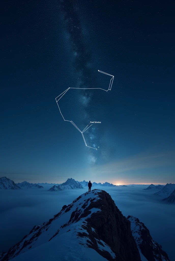 Night sky view from a mountain, sky without light pollution, visible Orion constellation and Canis Major constellation 