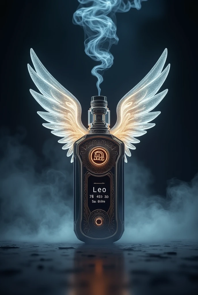 Vape with angel name and leo smoke image