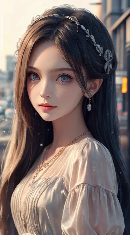 最high quality, masterpiece, High resolution, One person, Porcelain Dress, hair accessory, necklace, jewelry, Pretty face, On the body, Tyndall effect, Realistic, Shadow Studio, Rim Light, Dual Tone Lighting, (High Definition Skins: 1.2), 8k UHD, Digital SLR, Soft Light, high quality, Volumetric Light, Sneak Shot, photograph, High resolution, 4K, 8k, Background Blur,