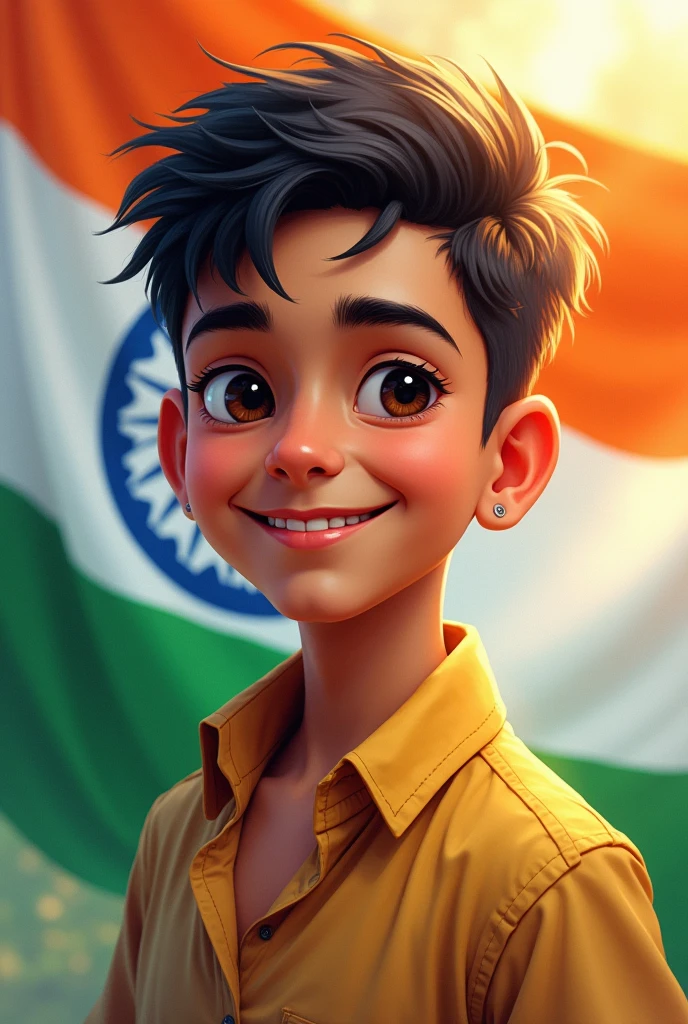 A boy anuj with india flag