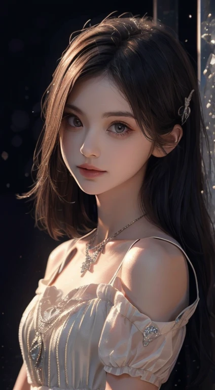 最high quality, masterpiece, High resolution, One person, Porcelain Dress, hair accessory, necklace, jewelry, Pretty face, On the body, Tyndall effect, Realistic, Shadow Studio, Rim Light, Dual Tone Lighting, (High Definition Skins: 1.2), 8k UHD, Digital SLR, Soft Light, high quality, Volumetric Light, Sneak Shot, photograph, High resolution, 4K, 8k, Background Blur,