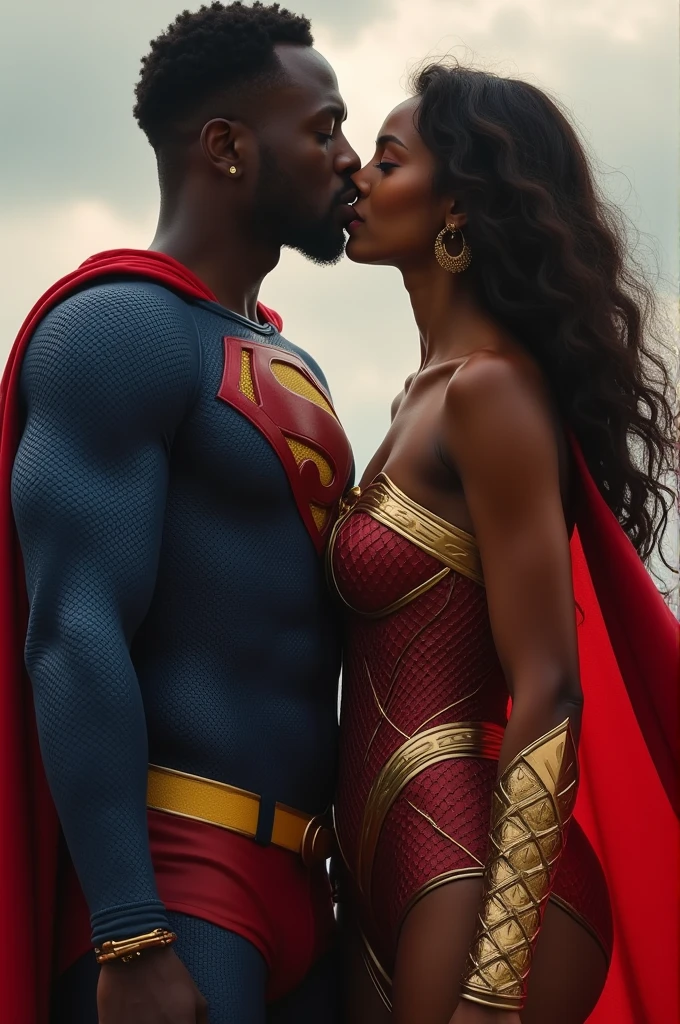 Habesha man kissing wonder woman and super man wathing the whill hideing