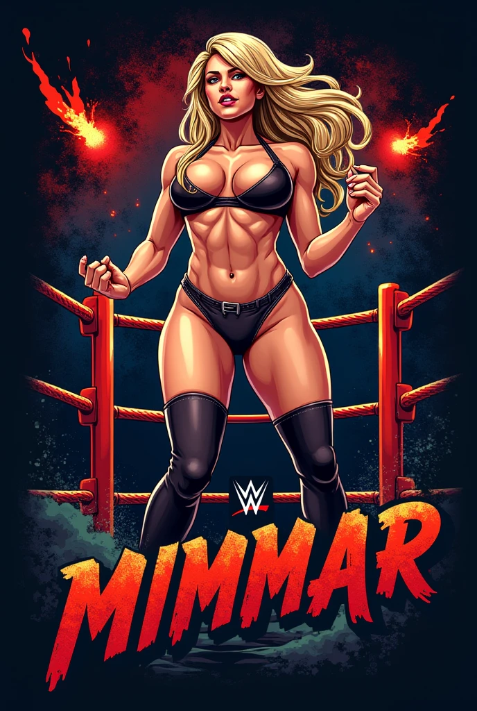 Sexy wrestler big tits submission ring logo wwe