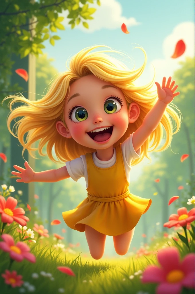 exuberantly flourishing girl, blonde