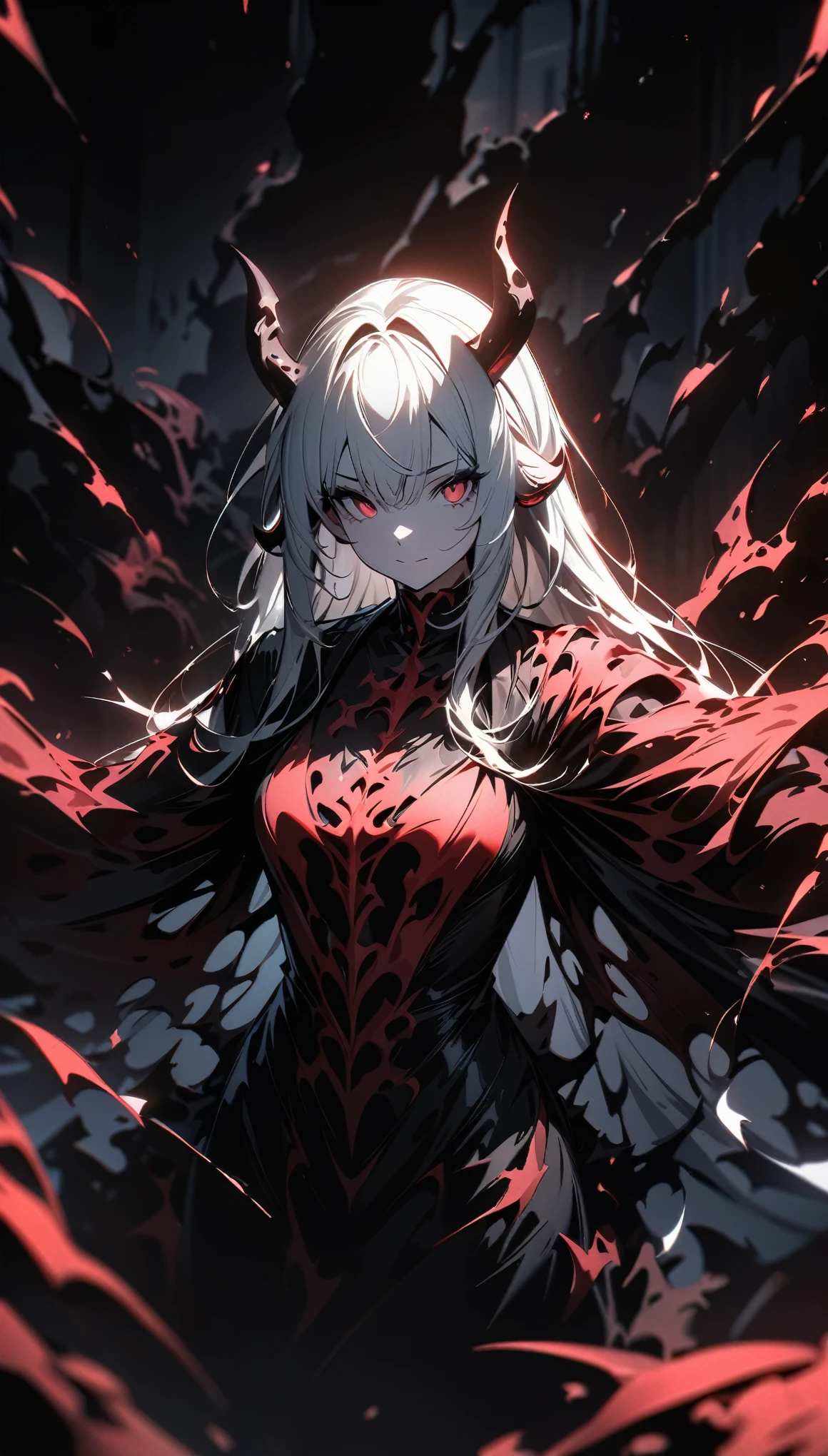 (high quality, 8K, 4K, High Detail, High contrast, masterpiece:1.2, 最high quality, Best aesthetics), ((1 female)), devil in the Lava, , Lava masses, devil horns, devil'wing, Low wing, Encased in lava, devil'roar, Impressive fantasy artwork, Random Pause, Hook of Holland, Lava Landscape, Super detailed illustrations.